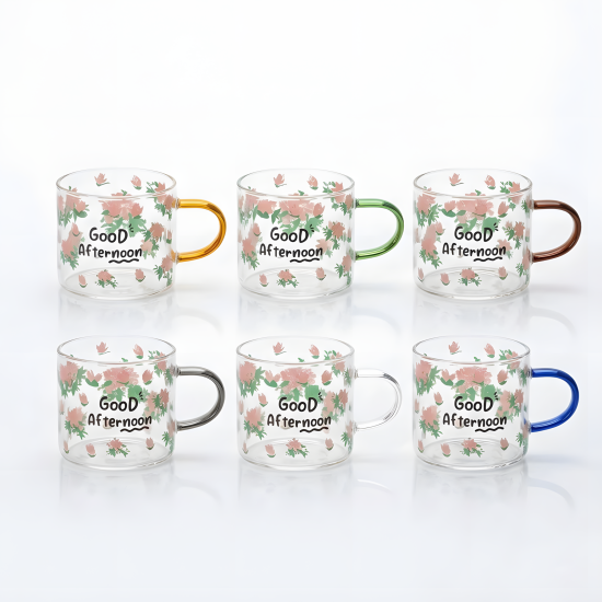 Glass Mug Set - 6 Pcs